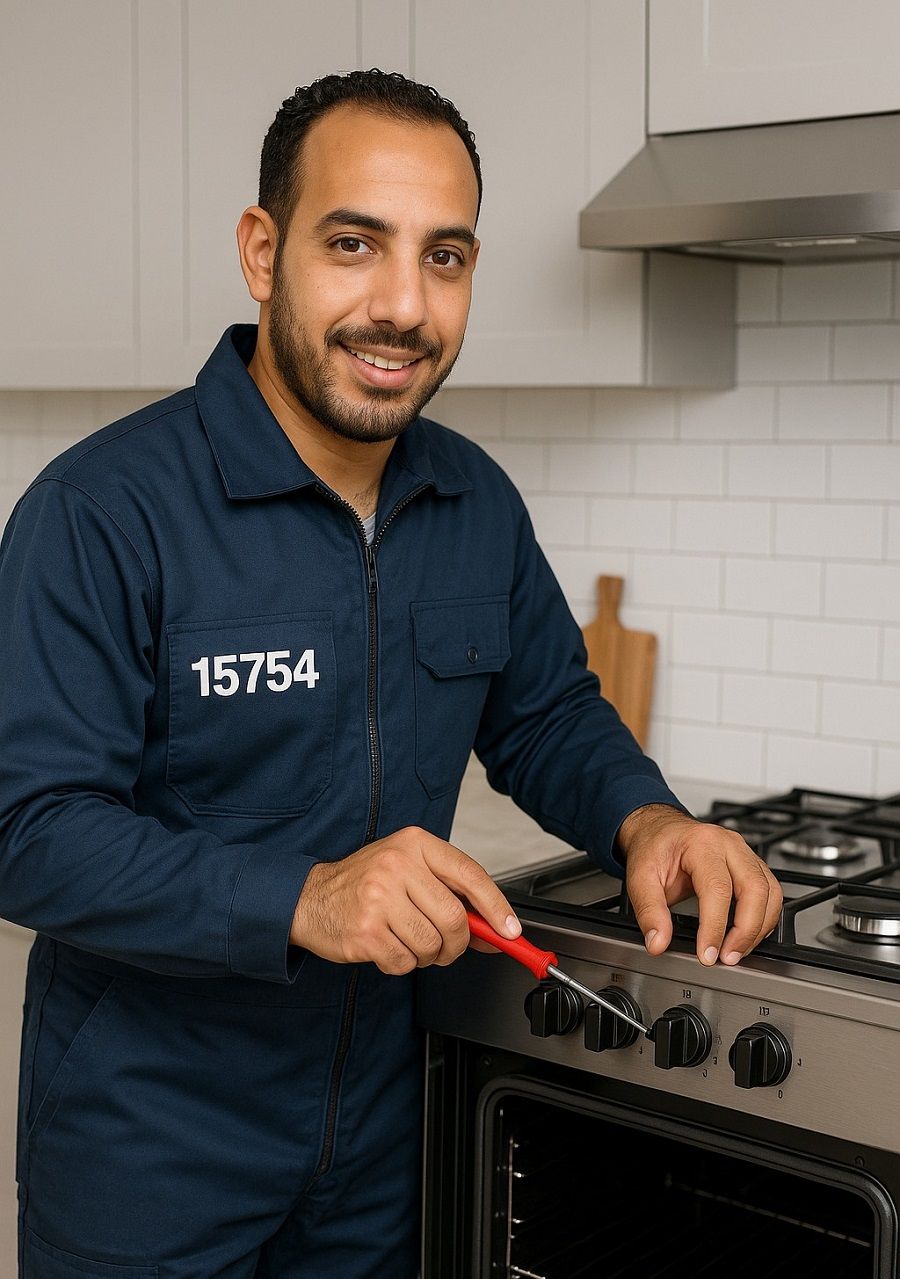 فني يقوم بصيانة بوتاجاز البا